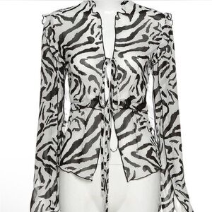Cider Monochrome Animal Print sheer Top